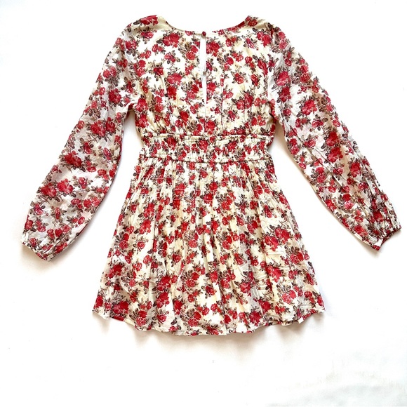 FREE PEOPLE KEEP YOU SMOCKED FLORAL FIT N FLARE MINI DRESS. IN STORES NWT! SzXS - Picture 4 of 14